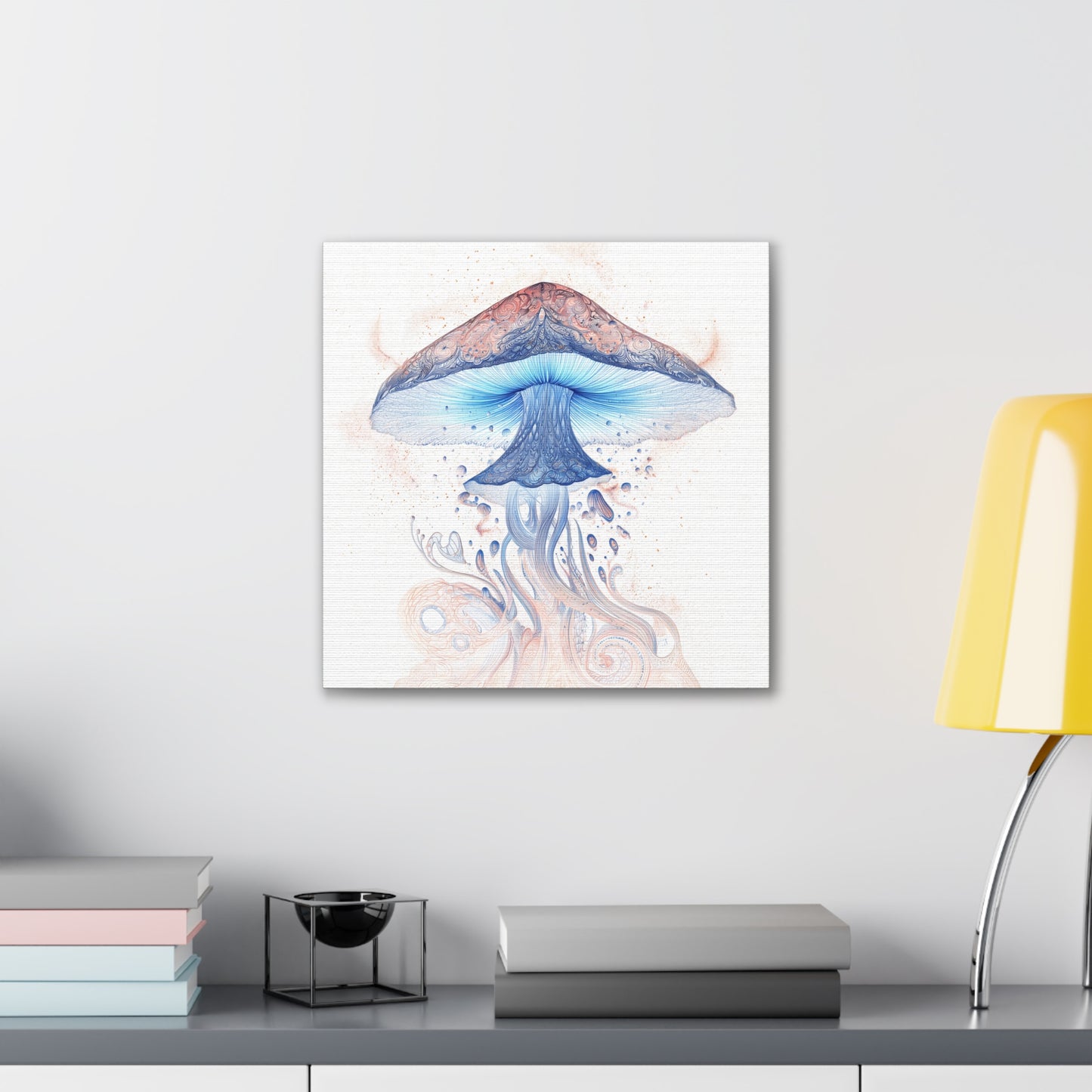 Mind Awakening Light-Mushroom Canvas Art, Stretched Wall Decor, Bohemian Home Decor, Psychedelic Wall Art, Nature-Inspired Art