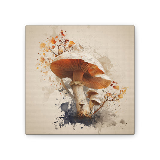 Mushroom Water Color -Mushroom Canvas Art, Stretched Wall Decor, Bohemian Home Decor, Psychedelic Wall Art, Nature-Inspired Art