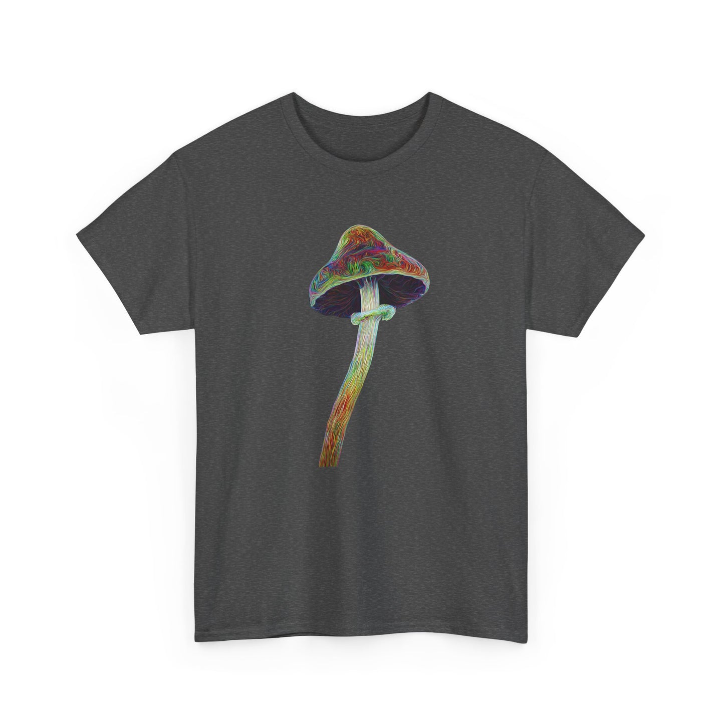 Colorful Psychedelic Mushroom2 - Tee, Unisex Heavy Cotton T-Shirt, Vibrant Graphic Shirt, Perfect for Festivals, Eco-friendly Gift, Casual Wear
