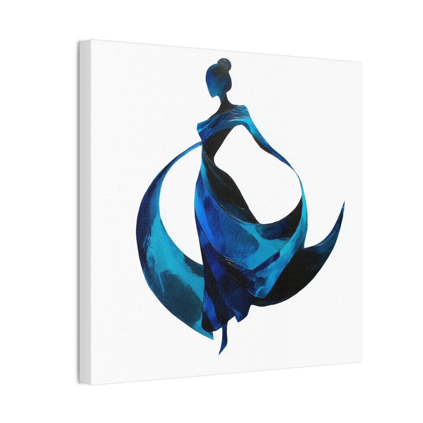 Dancing with the Water Series #1 -Elegant Art Canvas Print, Blue Dress Wall Decor, Feminine Artwork, Home Decor Gift, Birthday or Wedding Decoration