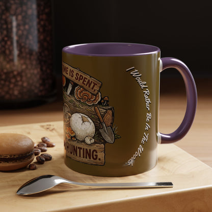 Mushroom Hunting Coffee Mug – "My Spore Time Is Spent" Rustic Forager Accent Mug