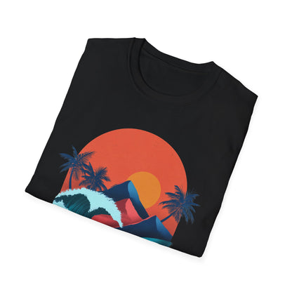 Surf Sunset Wave T-Shirt — Retro Palm Wave Beach Tee