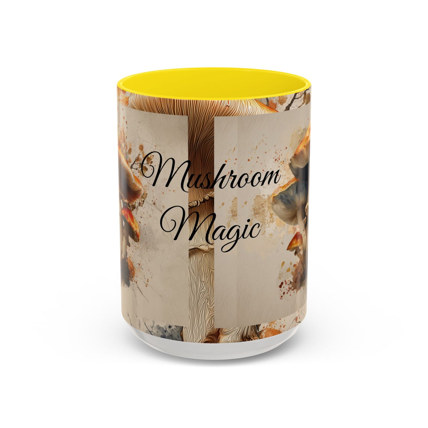 Mushroom Magic Accent Coffee Mug — 11/15oz Ceramic Cup with Woodland Fungi Design