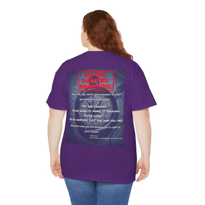 Hey You, The Answer. Motivational Back Print Tee — “Behind Me” Inspirational Graphic T‑Shirt