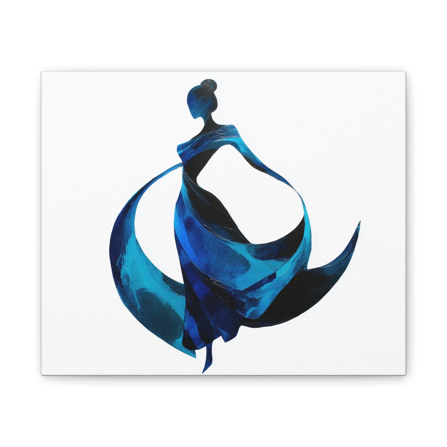 Dancing with the Water Series #1 -Elegant Art Canvas Print, Blue Dress Wall Decor, Feminine Artwork, Home Decor Gift, Birthday or Wedding Decoration