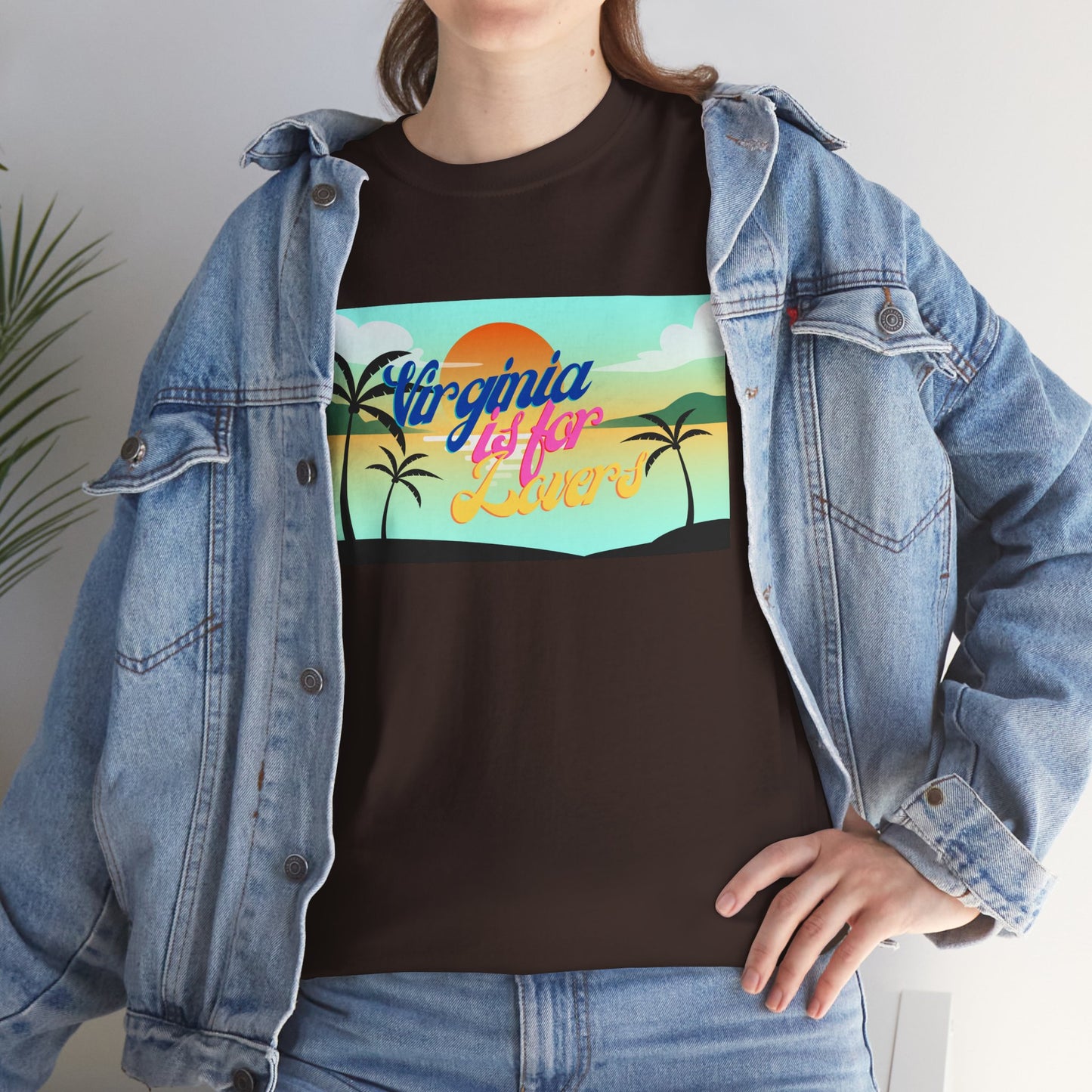 Virginia is for Lovers Dark -Vintage Sunset Graphic Tee, Beach Lover Shirt, Summer Vibe Unisex Tee, Gift for Vacation, Tropical Aesthetic Cotton Top