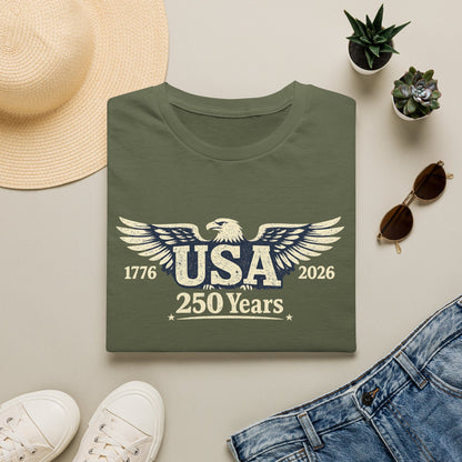 USA 250 Years Graphic T-Shirt — 1776–2026 Bicentennial Eagle Tee