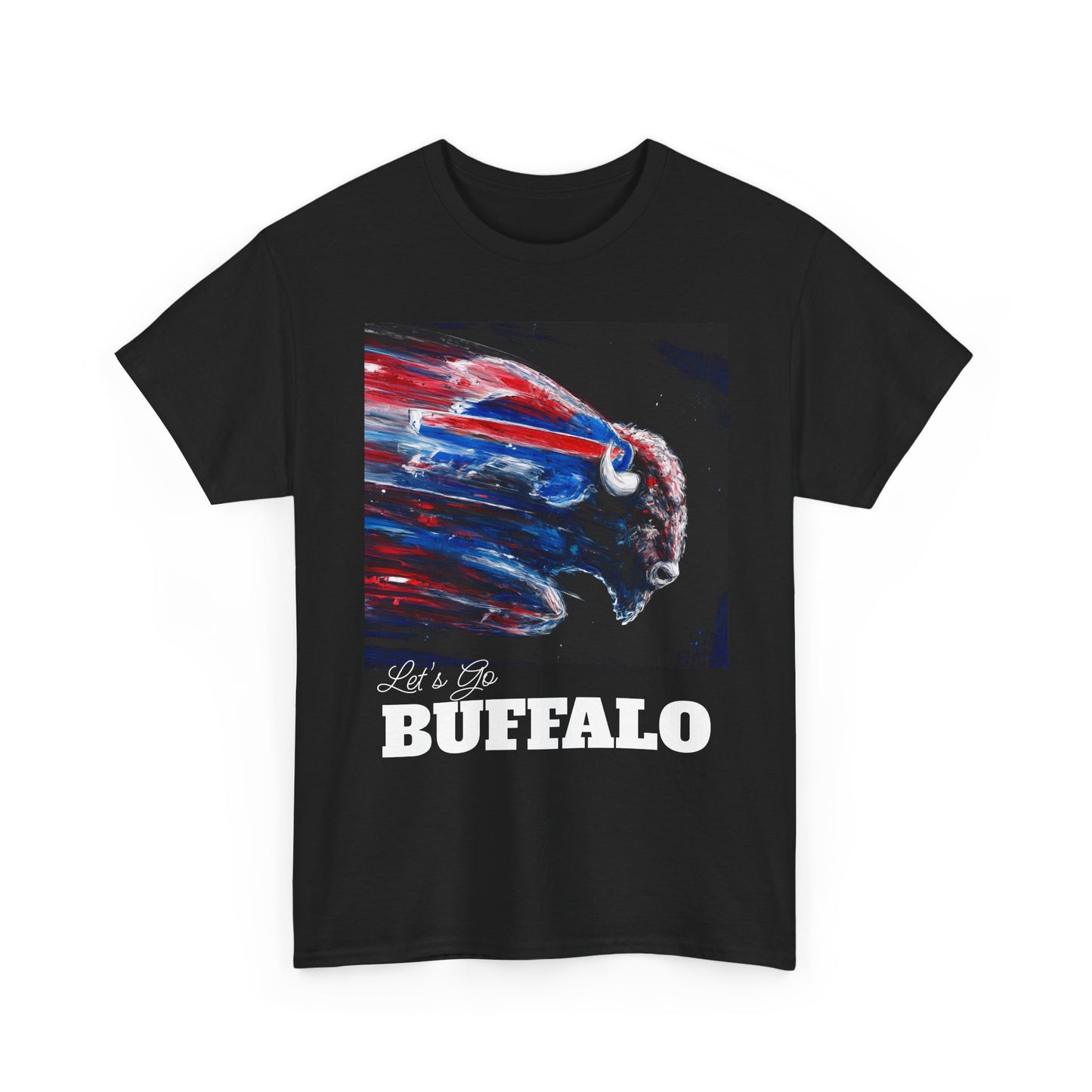 Lets Go Buffalo in Black Spirit Unisex Heavy Cotton Tee, Sports Fan Shirt, Game Day Apparel, Casual Wear, Gift for Football Lovers