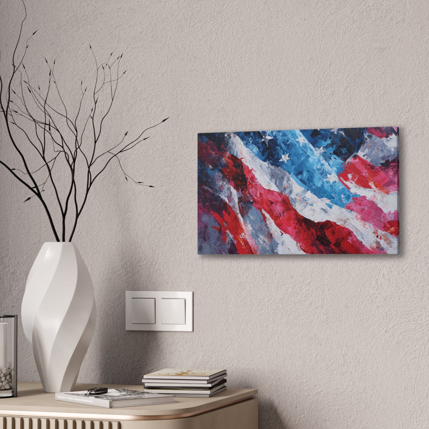 Patriotic Canvas Wall Art - American Flag Decor, USA Art, Independence Day Decoration, Gift for Veterans, Home Wall Decor