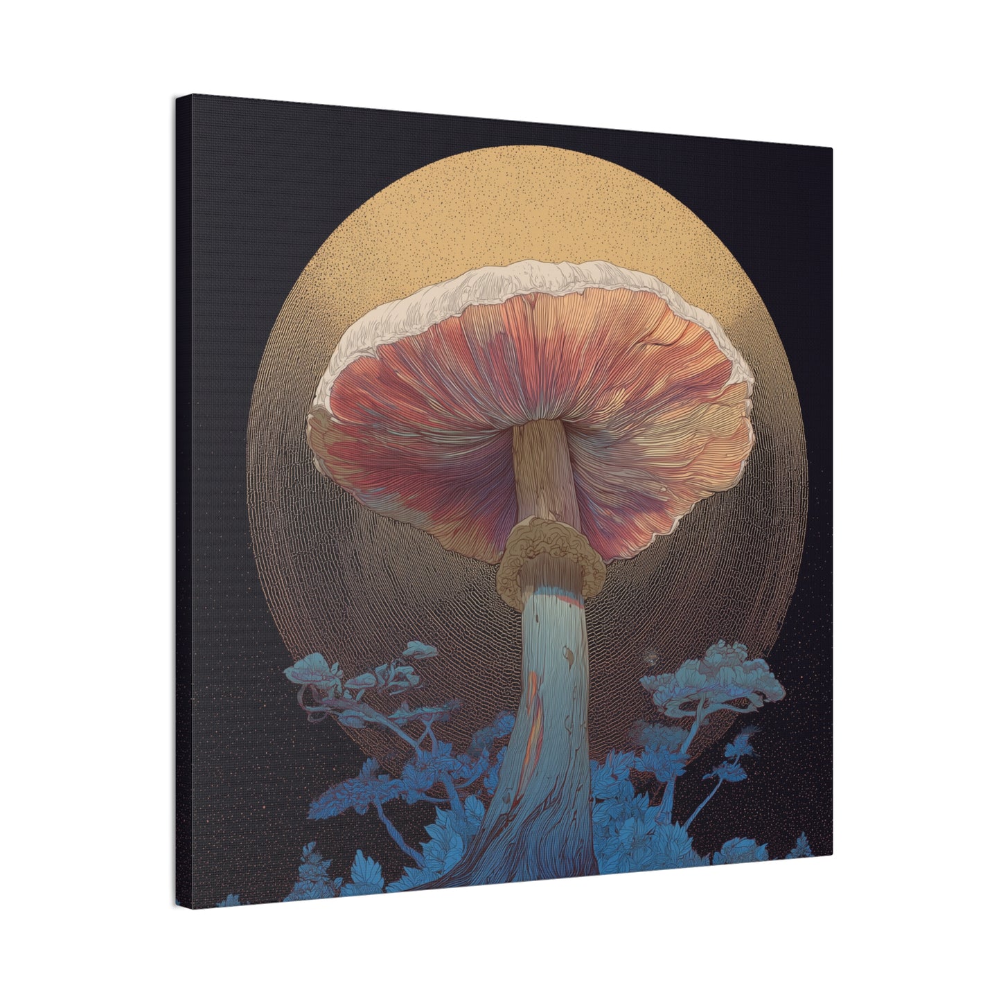 Forest Light -Mushroom Canvas Art, Stretched Wall Decor, Bohemian Home Decor, Psychedelic Wall Art, Nature-Inspired Art
