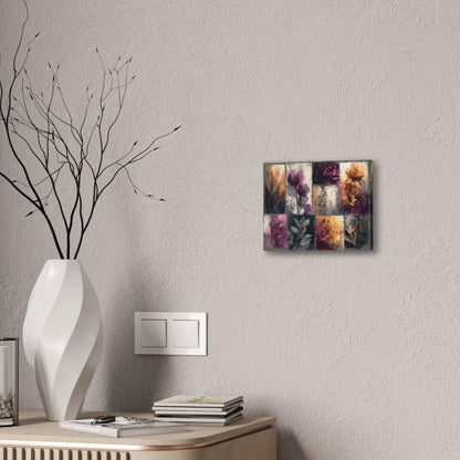 Golden Plum Series #1 Floral Canvas Wall Art, Abstract Flowers Print, Home Decor, Living Room Artwork, Purple and Gold Wall Decor