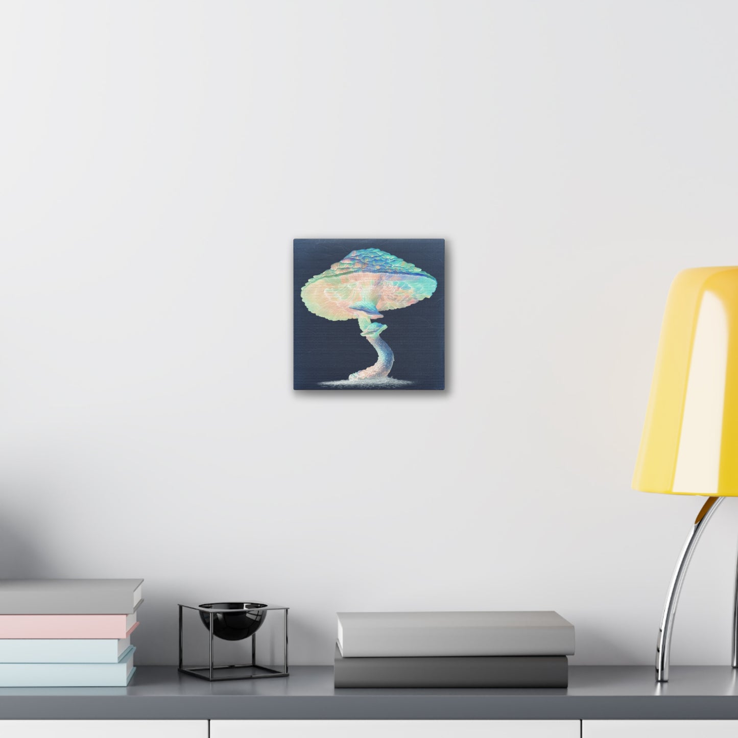 Feel the Rainbow Inverse-Mushroom Canvas Art, Stretched Wall Decor, Bohemian Home Decor, Psychedelic Wall Art, Nature-Inspired Art