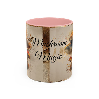 Mushroom Magic Accent Coffee Mug — 11/15oz Ceramic Cup with Woodland Fungi Design