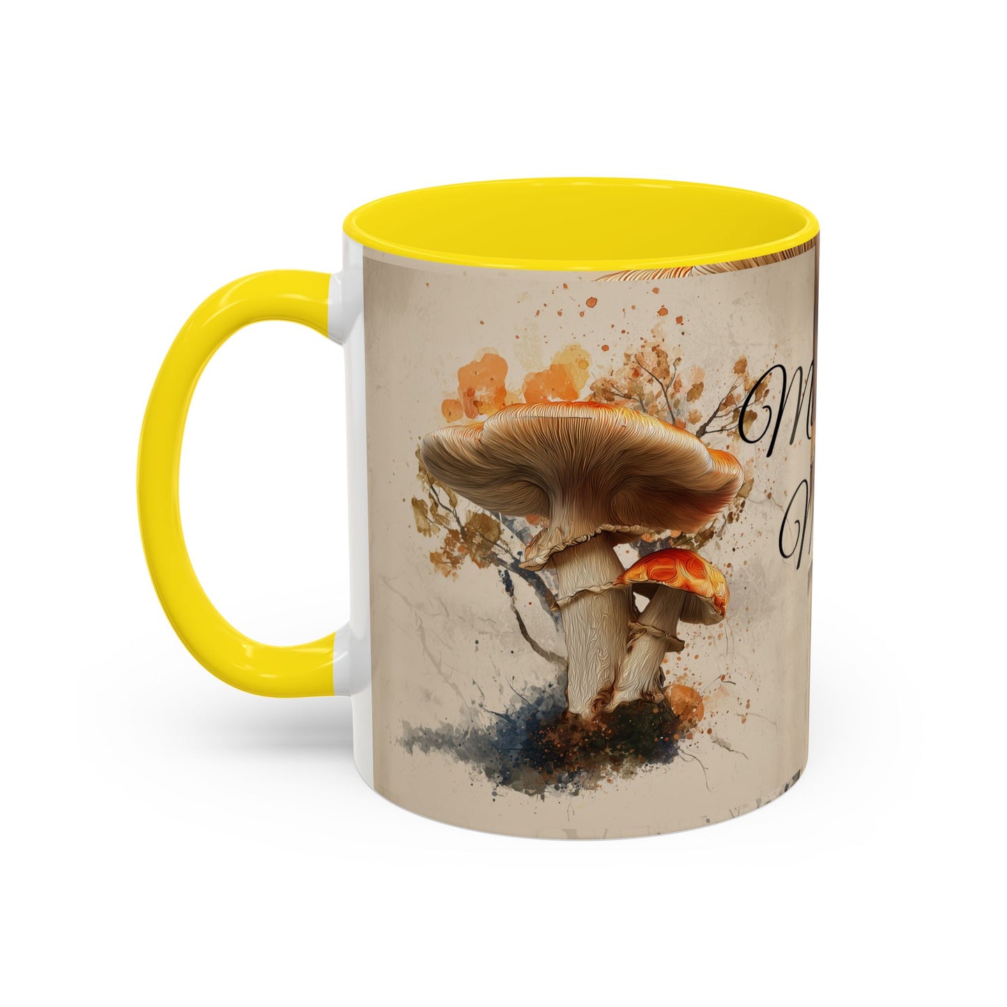 Mushroom Magic Accent Coffee Mug — 11/15oz Ceramic Cup with Woodland Fungi Design