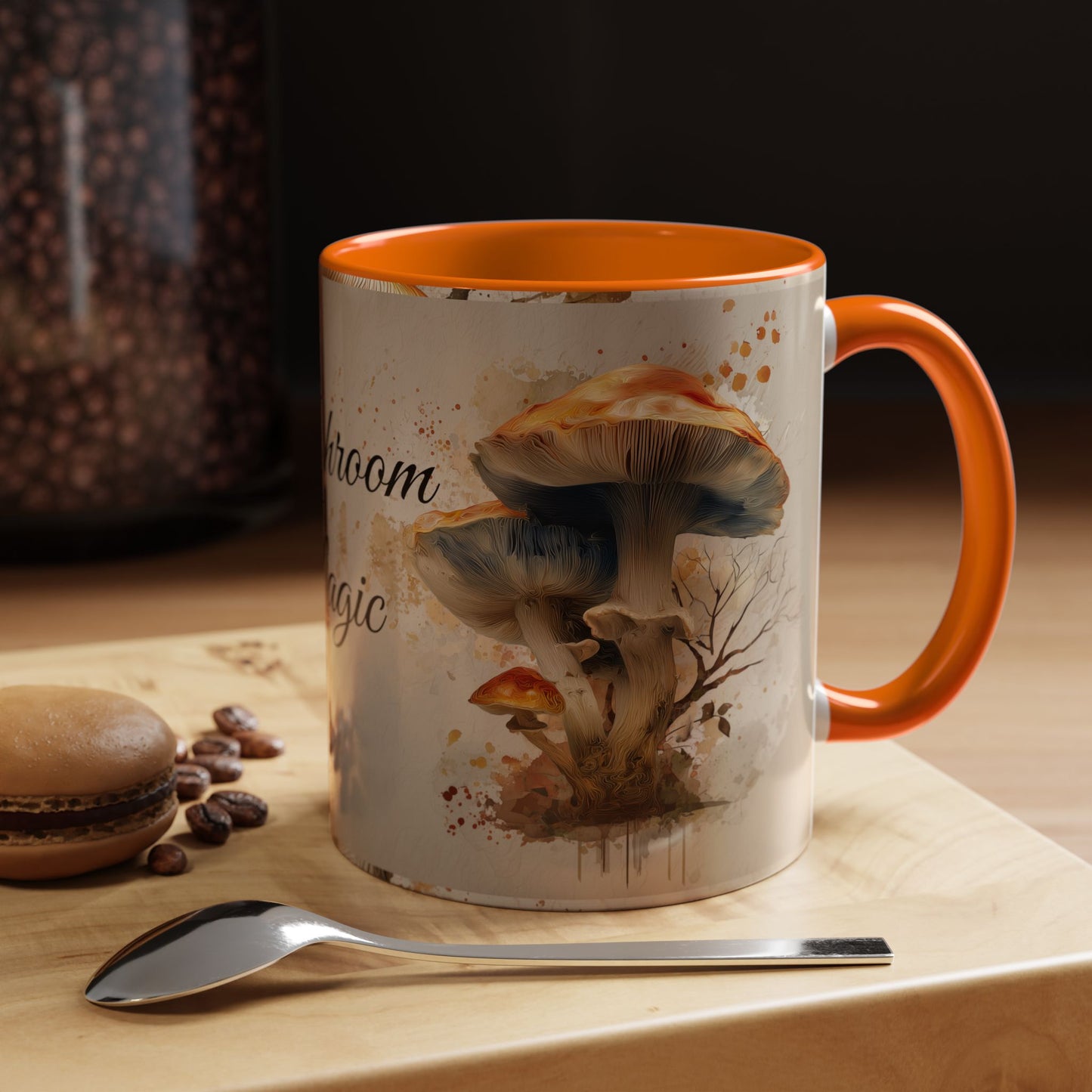 Mushroom Magic Accent Coffee Mug — 11/15oz Ceramic Cup with Woodland Fungi Design