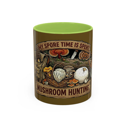 Mushroom Hunting Coffee Mug – "My Spore Time Is Spent" Rustic Forager Accent Mug