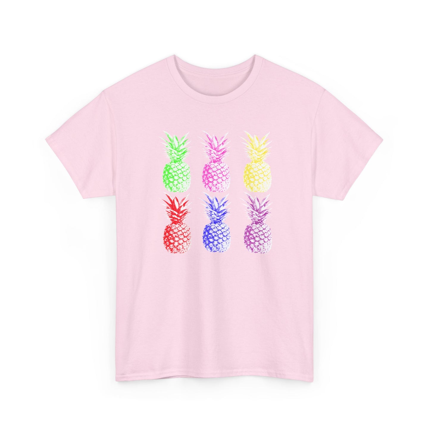 Colorful Pineapple Tee for Summer Fun, Unisex Heavy Cotton T-Shirt, Tropical Shirt, Beachwear, Casual Outfit