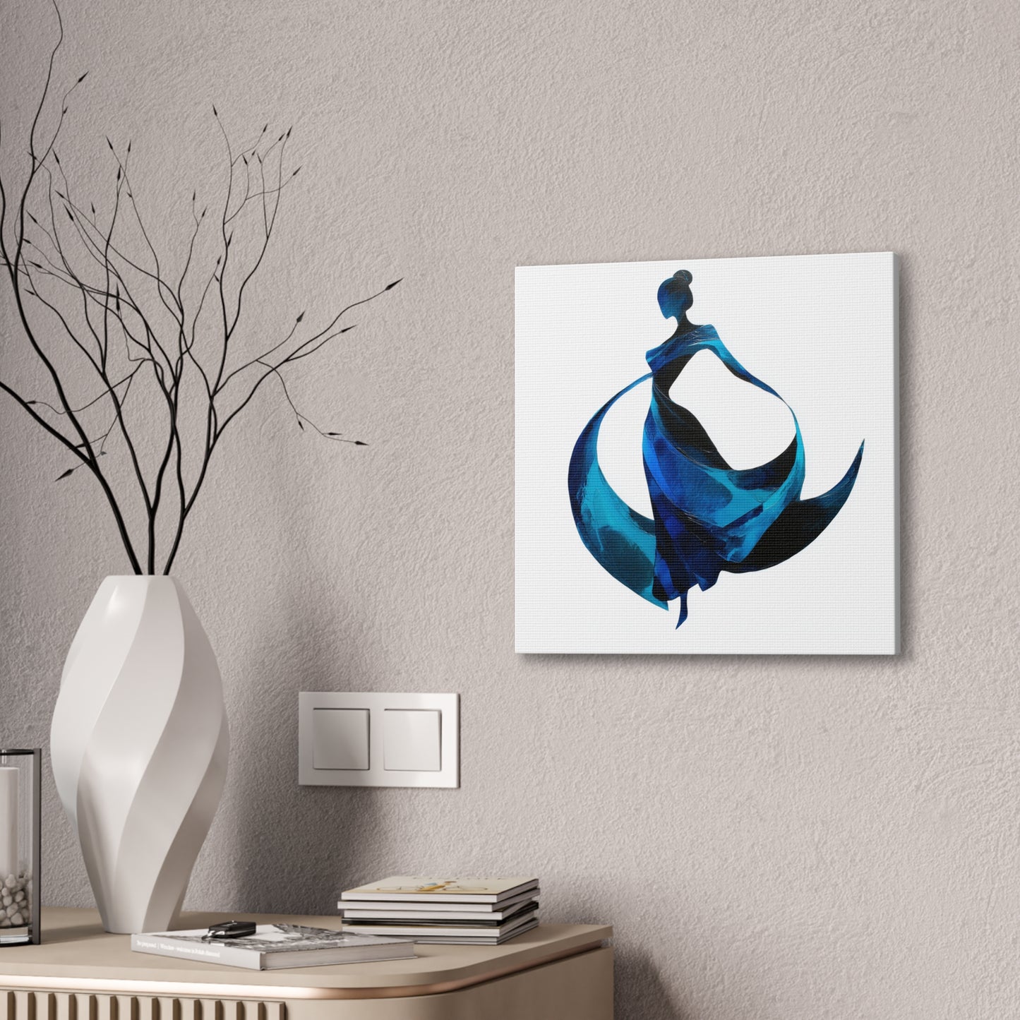 Dancing with the Water Series #1 -Elegant Art Canvas Print, Blue Dress Wall Decor, Feminine Artwork, Home Decor Gift, Birthday or Wedding Decoration