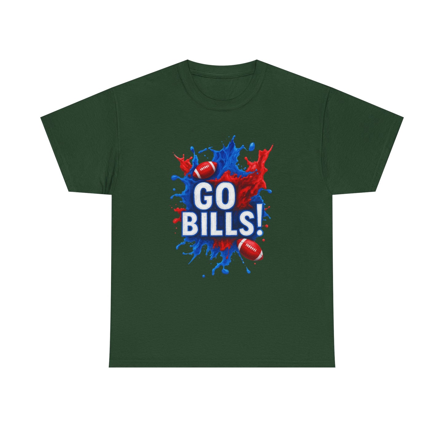 Go Bills -Cheerful Sports Tee - Go Bills! Unisex Heavy Cotton T-Shirt, Game Day Apparel, Football Fan Shirt, Spirit Wear, Gift for Sports Lovers