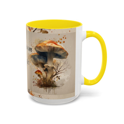 Mushroom Magic Accent Coffee Mug — 11/15oz Ceramic Cup with Woodland Fungi Design