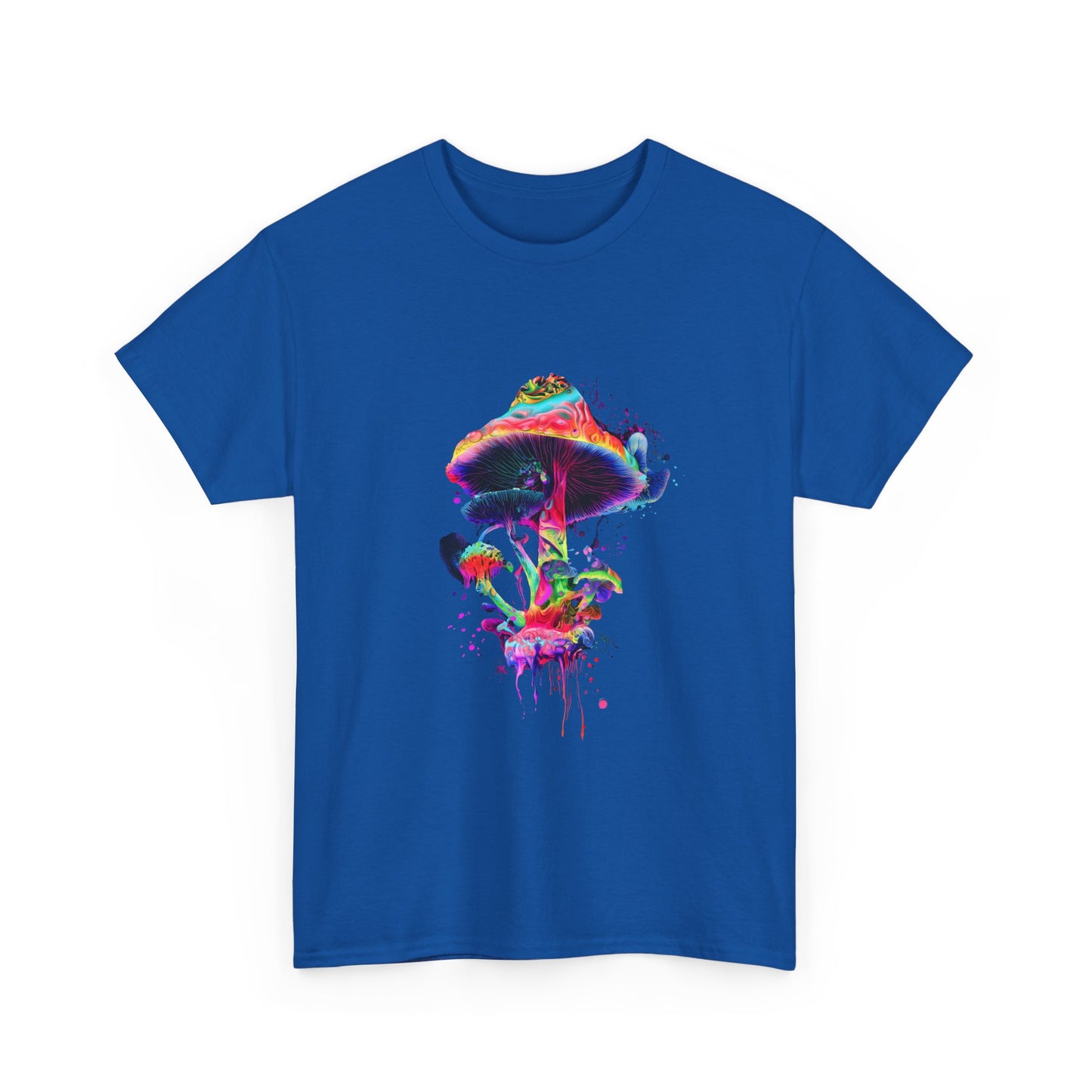 Colorful Psychedelic Mushroom Tee, Unisex Heavy Cotton T-Shirt, Vibrant Graphic Shirt, Perfect for Festivals, Eco-friendly Gift, Casual Wear