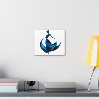 Dancing with the Water Series #1 -Elegant Art Canvas Print, Blue Dress Wall Decor, Feminine Artwork, Home Decor Gift, Birthday or Wedding Decoration