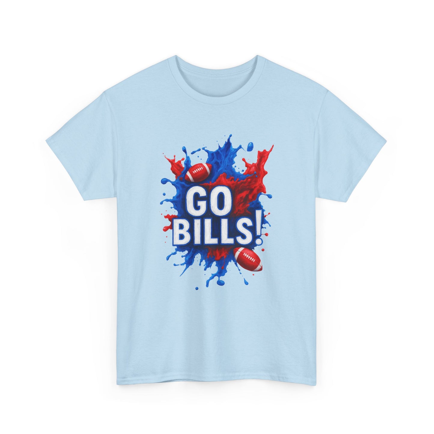 Go Bills -Cheerful Sports Tee - Go Bills! Unisex Heavy Cotton T-Shirt, Game Day Apparel, Football Fan Shirt, Spirit Wear, Gift for Sports Lovers