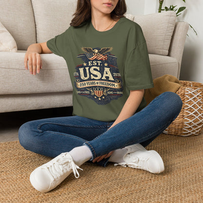 USA Established 1776–2026 Vintage Eagle T-Shirt — 250 Years of Freedom
