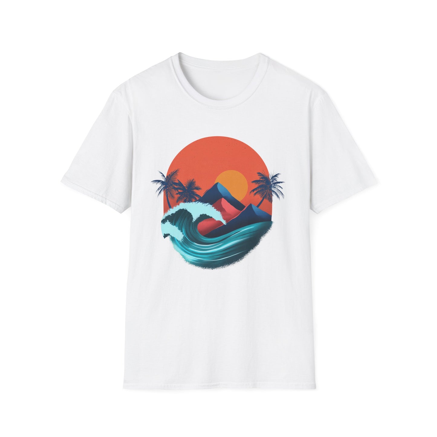 Surf Sunset Wave T-Shirt — Retro Palm Wave Beach Tee