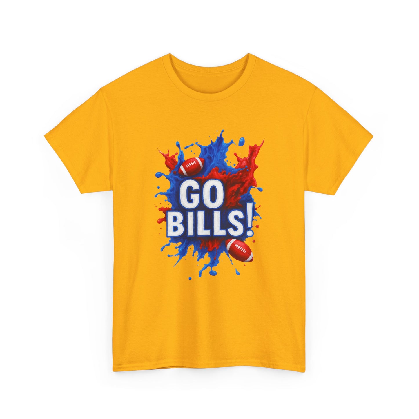 Go Bills -Cheerful Sports Tee - Go Bills! Unisex Heavy Cotton T-Shirt, Game Day Apparel, Football Fan Shirt, Spirit Wear, Gift for Sports Lovers