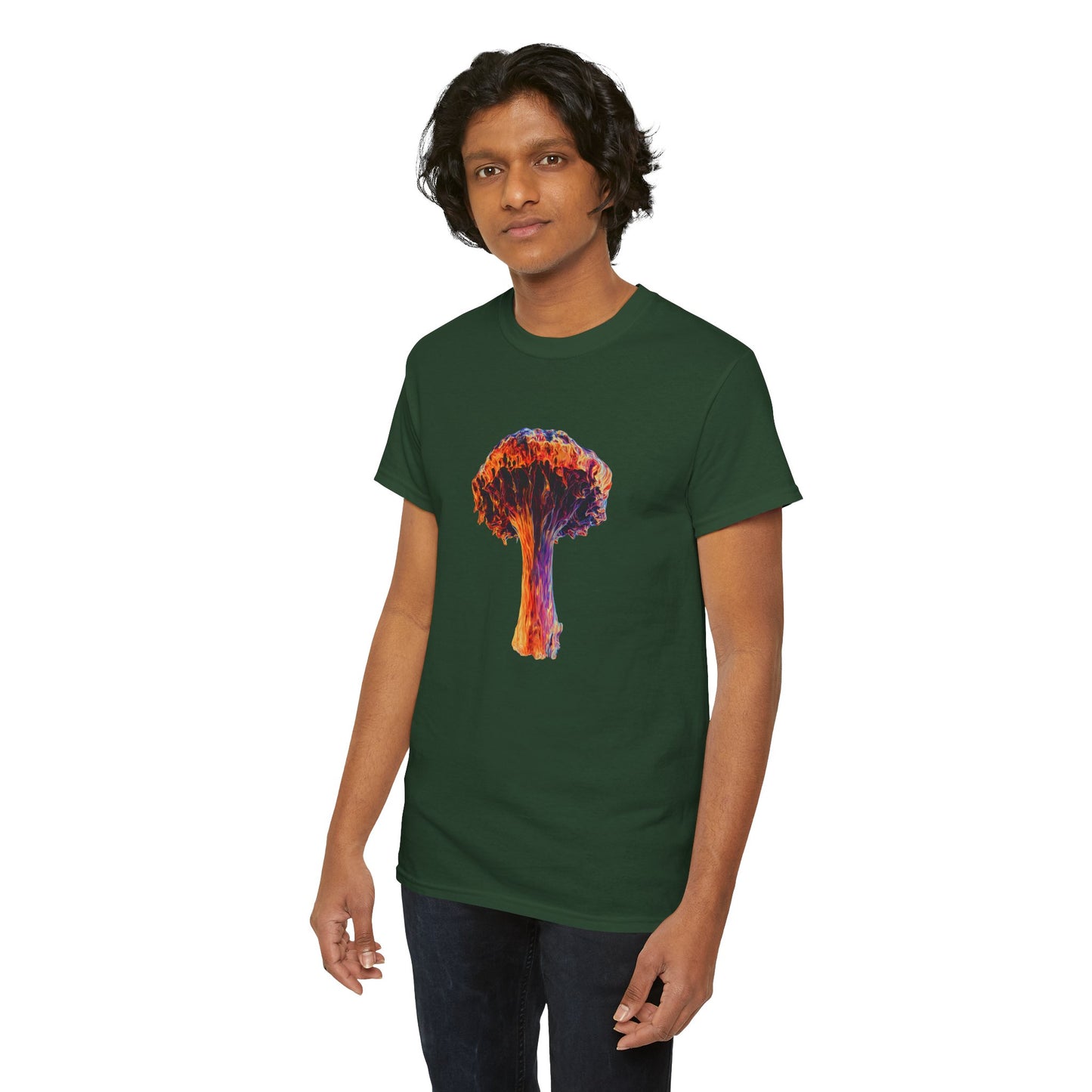 Colorful Psychedelic Mushroom 3 -Tee, Unisex Heavy Cotton T-Shirt, Vibrant Graphic Shirt, Perfect for Festivals, Eco-friendly Gift, Casual Wea