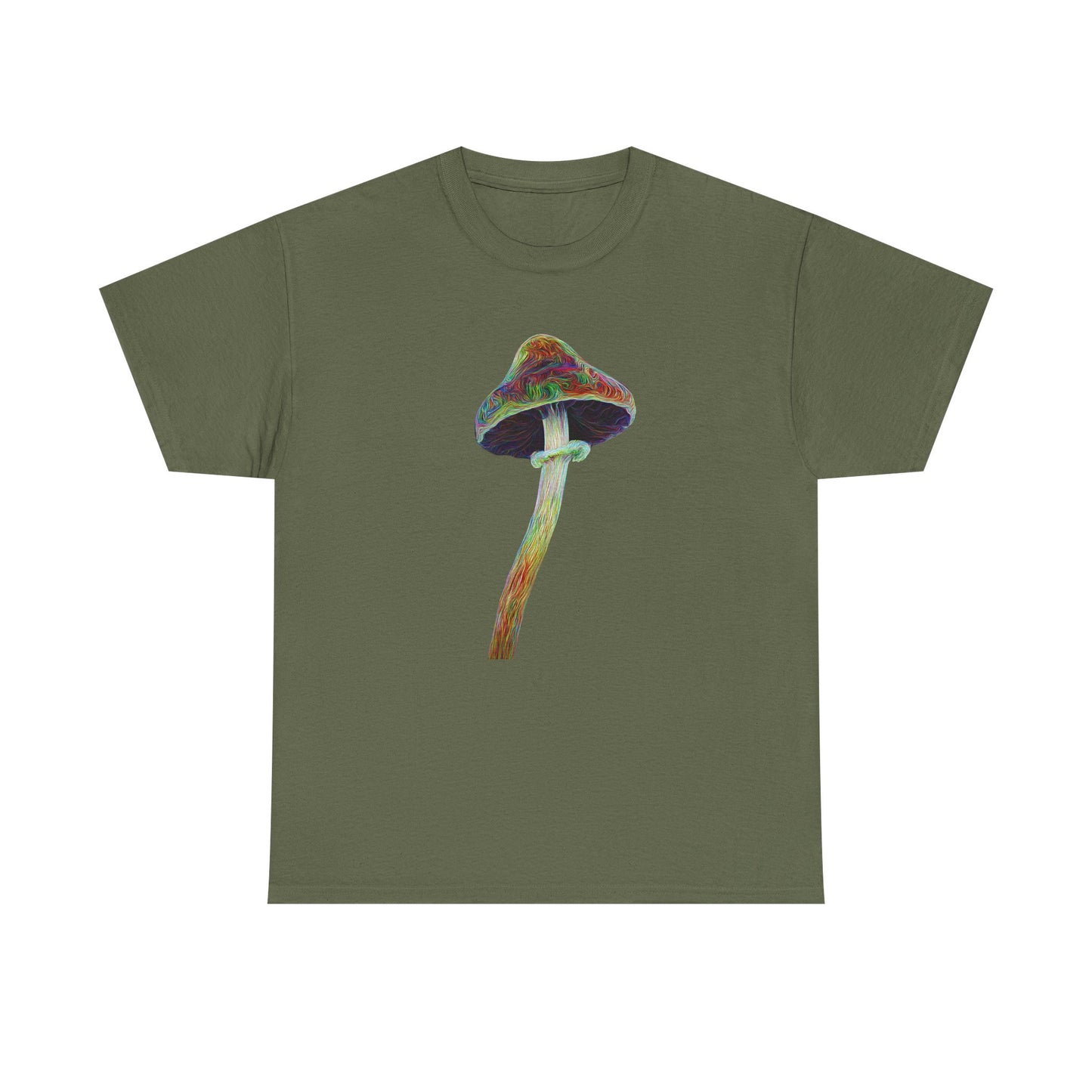 Colorful Psychedelic Mushroom2 - Tee, Unisex Heavy Cotton T-Shirt, Vibrant Graphic Shirt, Perfect for Festivals, Eco-friendly Gift, Casual Wear