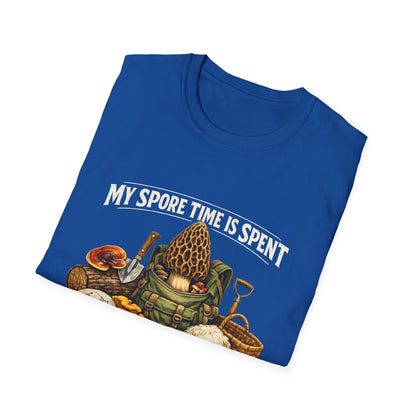 Mushroom Hunting T-Shirt — "My Spore Time Is Spent" For Foragers & Nature Lovers