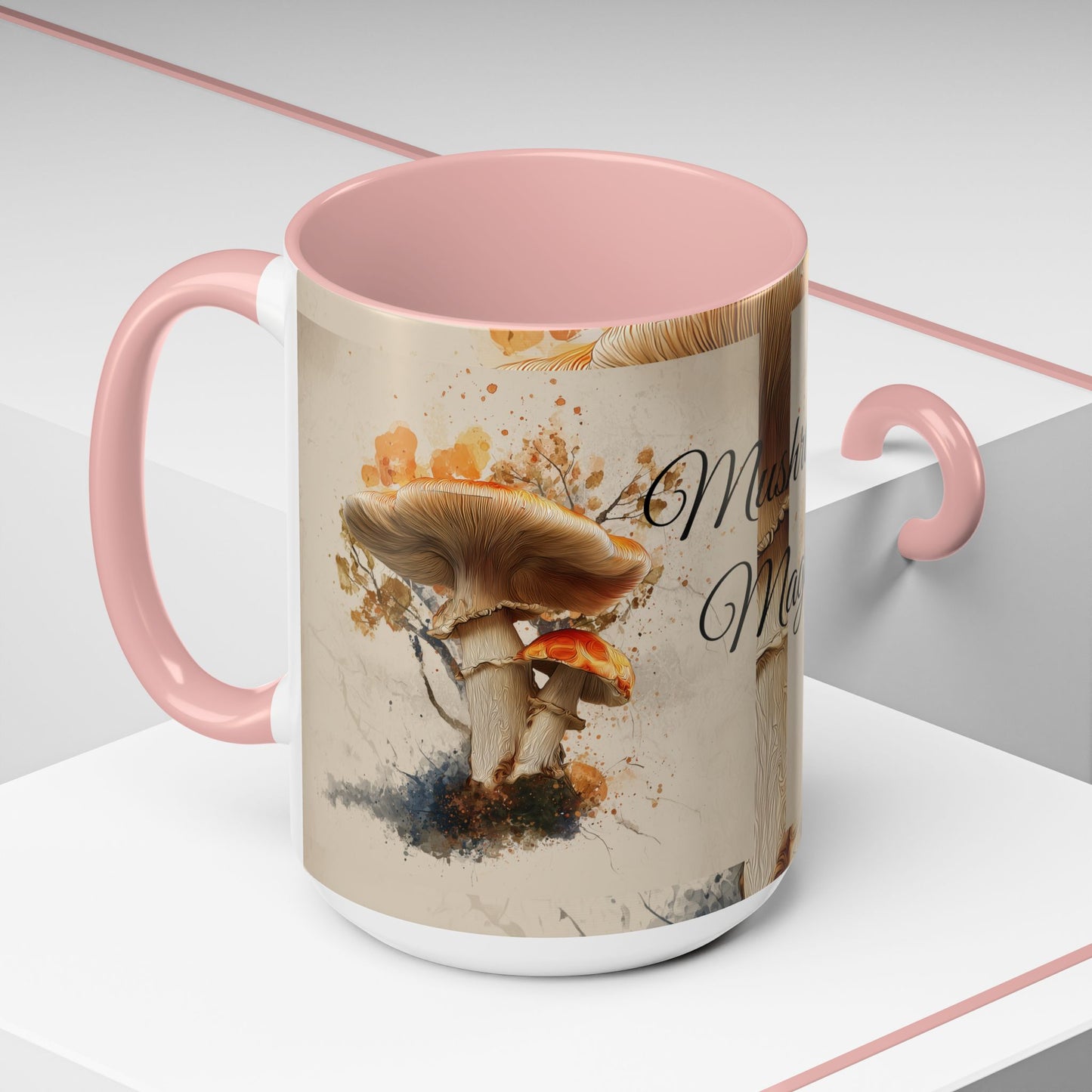 Mushroom Magic Accent Coffee Mug — 11/15oz Ceramic Cup with Woodland Fungi Design