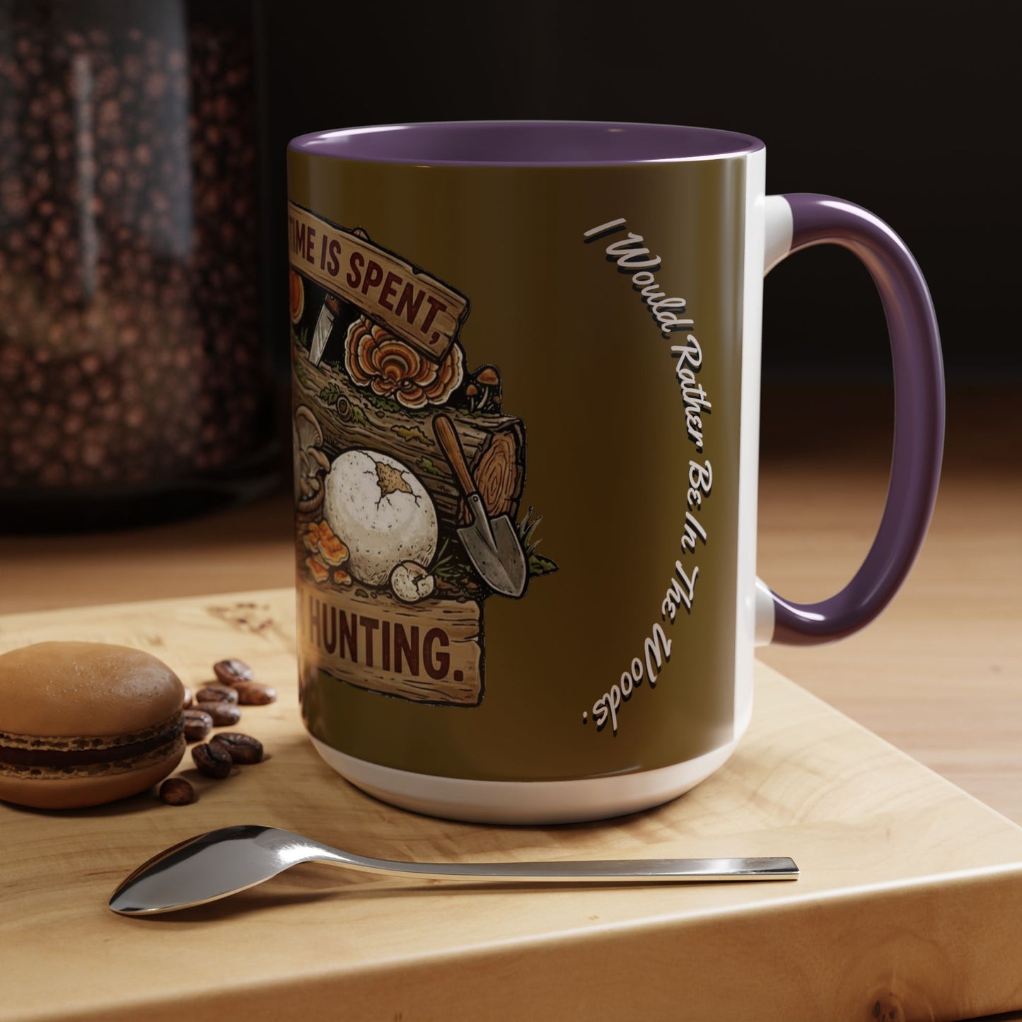 Mushroom Hunting Coffee Mug – "My Spore Time Is Spent" Rustic Forager Accent Mug
