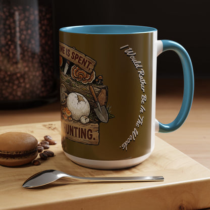 Mushroom Hunting Coffee Mug – "My Spore Time Is Spent" Rustic Forager Accent Mug