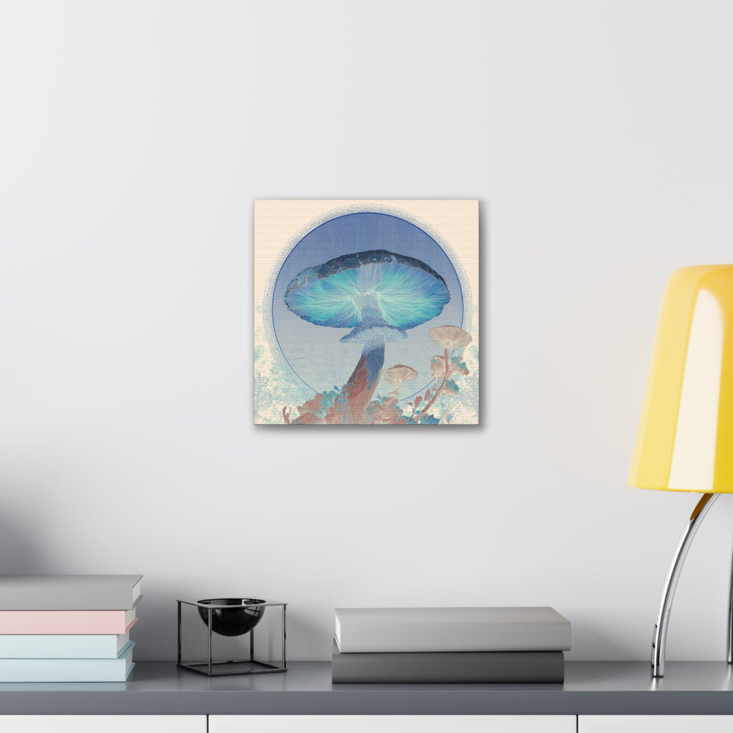 Surreal Shroom Light -Mushroom Canvas Art, Stretched Wall Decor, Bohemian Home Decor, Psychedelic Wall Art, Nature-Inspired Art