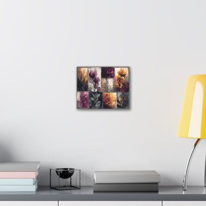 Golden Plum Series #1 Floral Canvas Wall Art, Abstract Flowers Print, Home Decor, Living Room Artwork, Purple and Gold Wall Decor