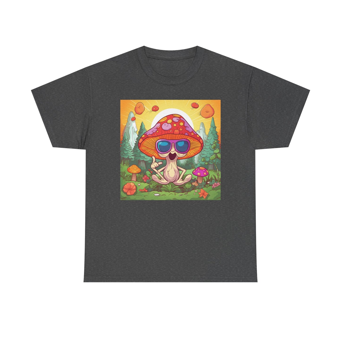 Whimsical Mushroom Tee, Casual T-Shirt, Gift for Nature Lovers, Eco-Friendly Apparel, Unisex Graphic Shirt