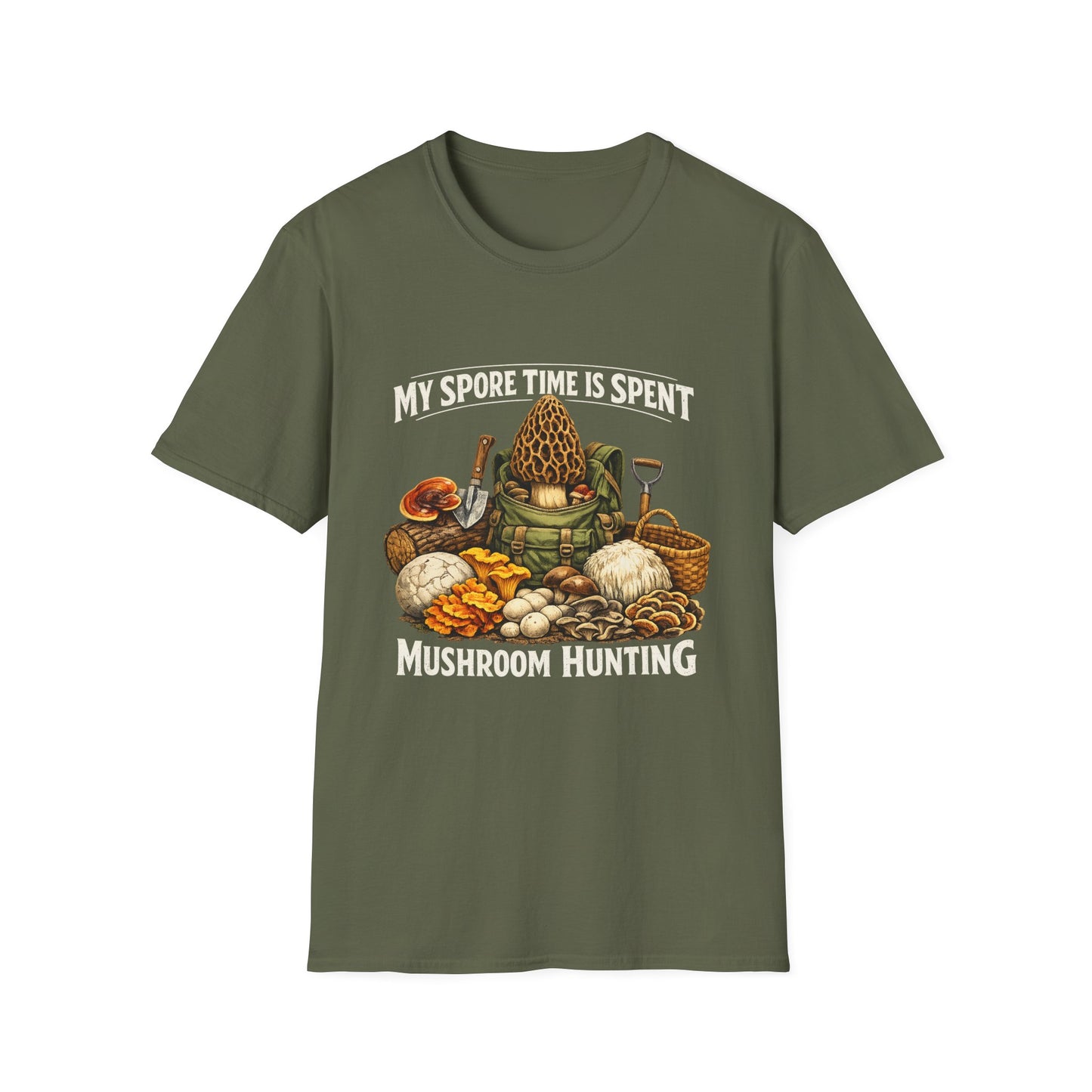 Mushroom Hunting T-Shirt — "My Spore Time Is Spent" For Foragers & Nature Lovers