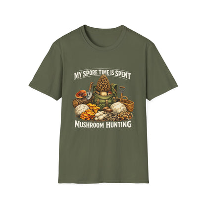 Mushroom Hunting T-Shirt — "My Spore Time Is Spent" For Foragers & Nature Lovers