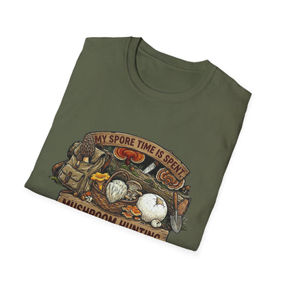 Mushroom Hunting T-Shirt — 'My Spore Time Is Spent' For Foragers & Outdoor Lovers