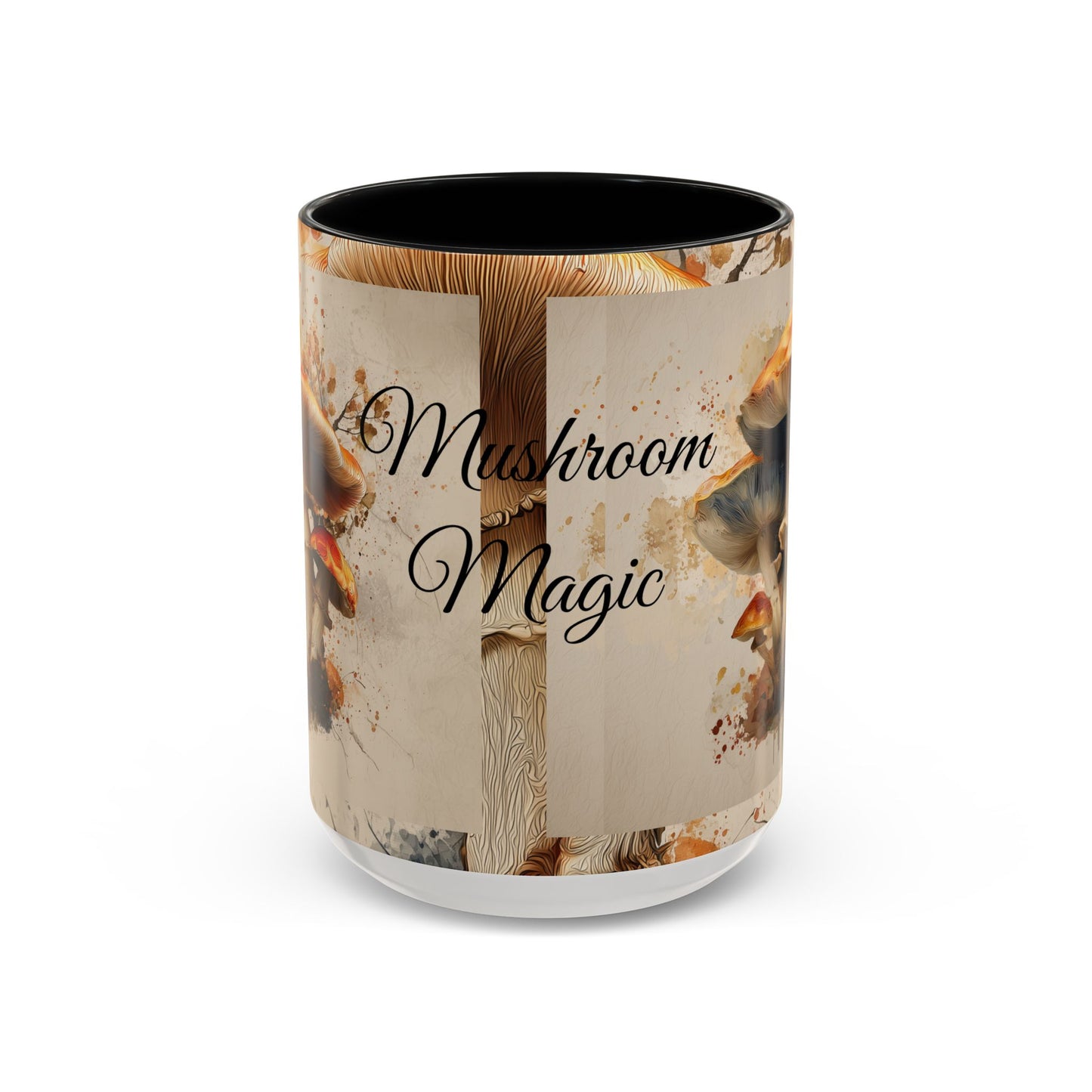 Mushroom Magic Accent Coffee Mug — 11/15oz Ceramic Cup with Woodland Fungi Design