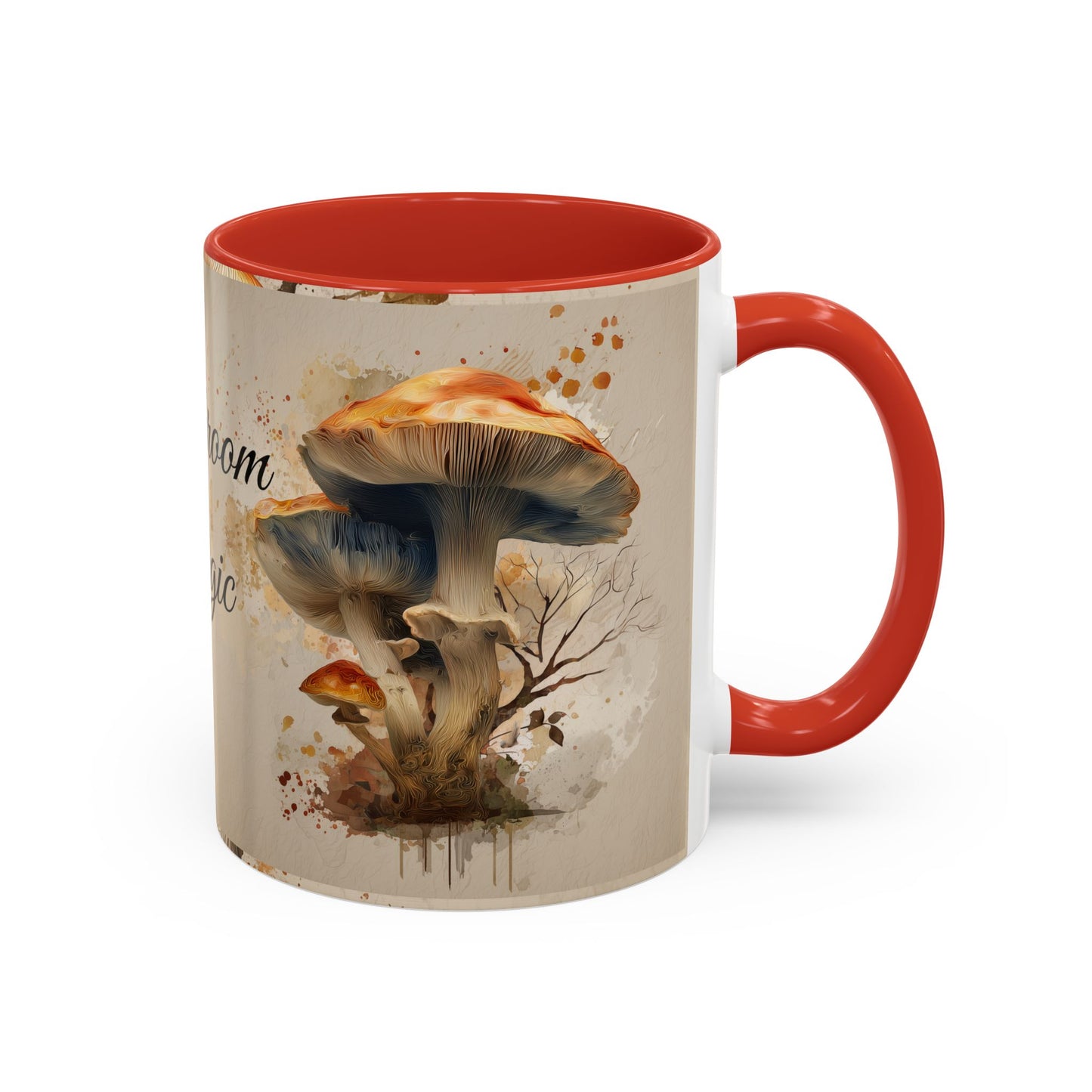 Mushroom Magic Accent Coffee Mug — 11/15oz Ceramic Cup with Woodland Fungi Design