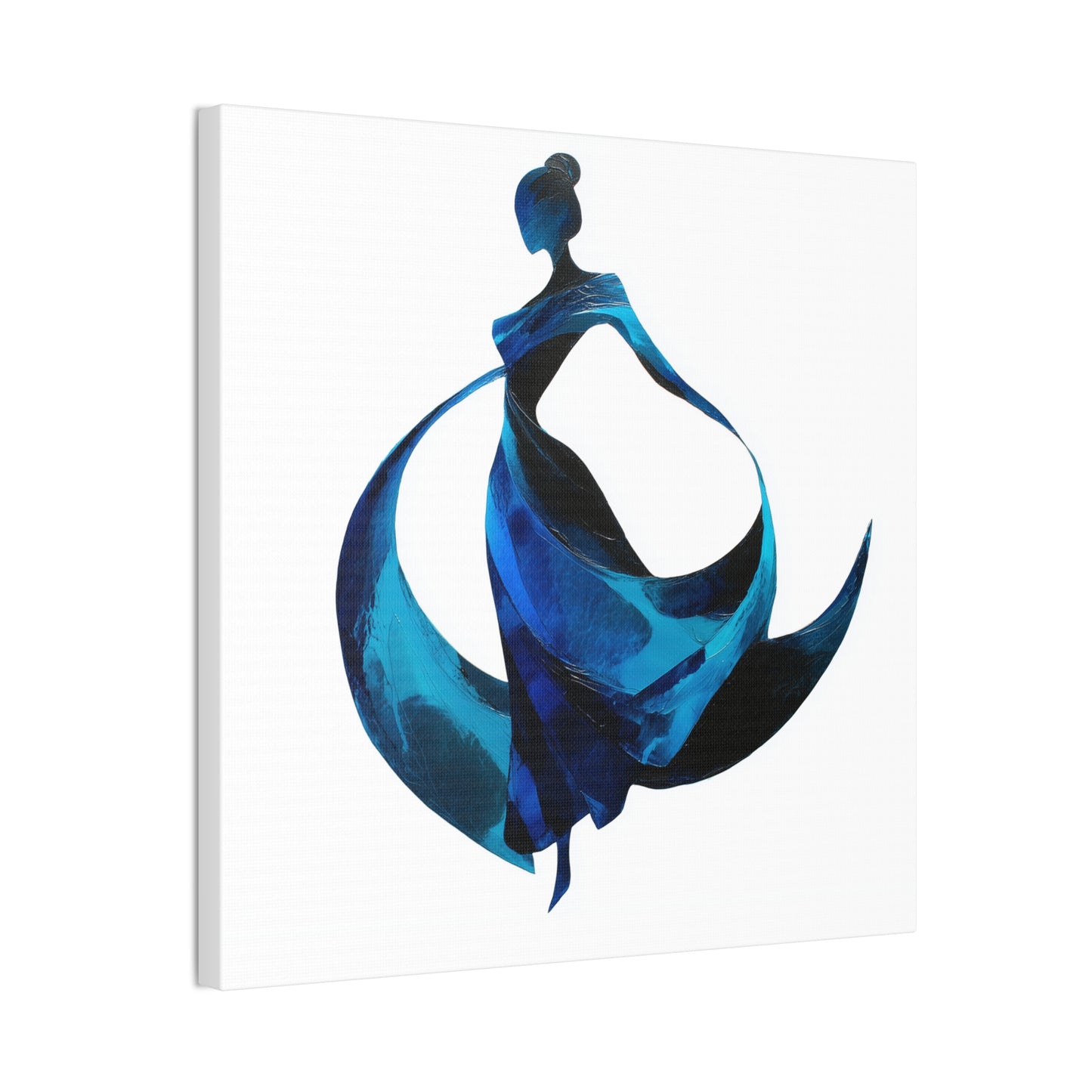 Dancing with the Water Series #1 -Elegant Art Canvas Print, Blue Dress Wall Decor, Feminine Artwork, Home Decor Gift, Birthday or Wedding Decoration