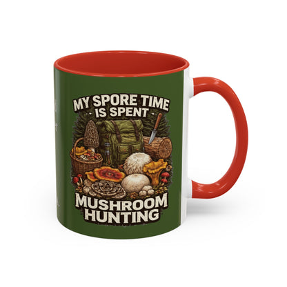 Mug - "My Spore Time Is Spent Mushroom Hunting" Accent Coffee Mug (11/15oz)