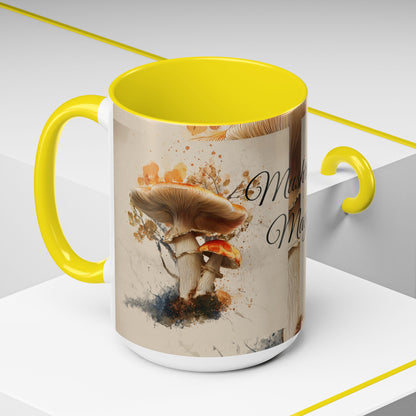 Mushroom Magic Accent Coffee Mug — 11/15oz Ceramic Cup with Woodland Fungi Design