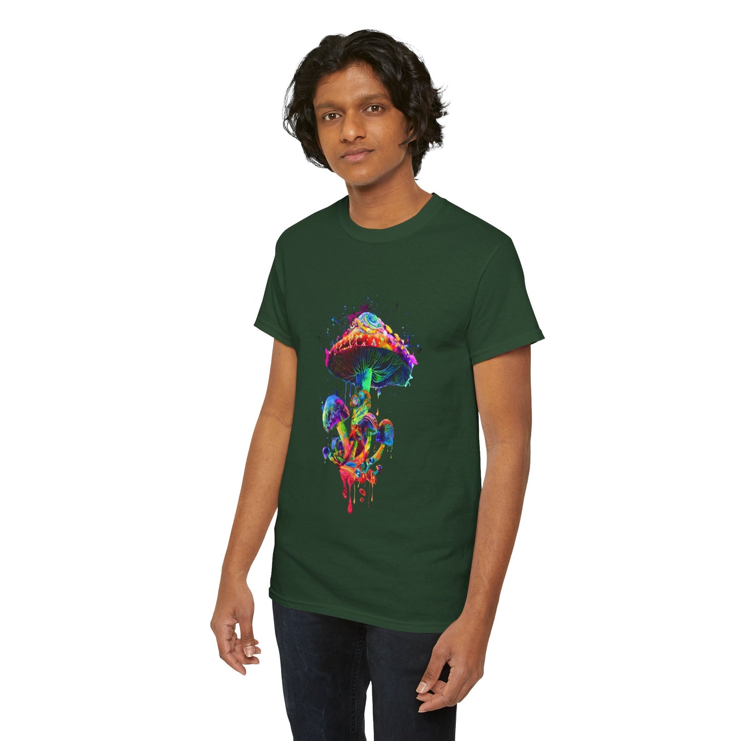 Tie Dye Psychedelic Mushroom 4  -Tee, Unisex Heavy Cotton T-Shirt, Vibrant Graphic Shirt, Perfect for Festivals, Eco-friendly Gift, Casual Wea