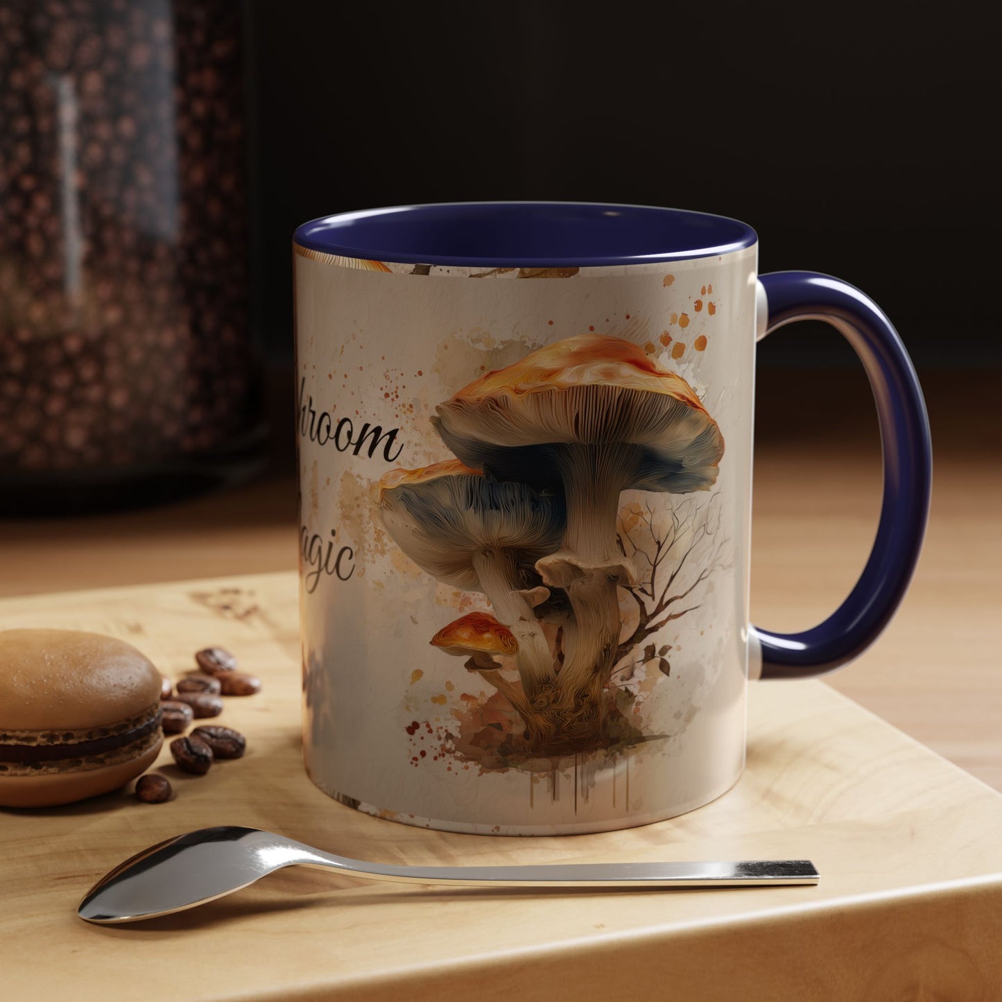 Mushroom Magic Accent Coffee Mug — 11/15oz Ceramic Cup with Woodland Fungi Design