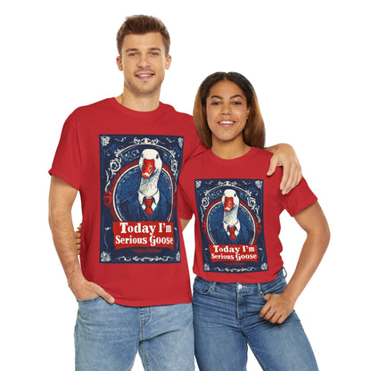 Serious Goose Tee, Funny Graphic T-Shirt, Quirky Unisex Shirt, Unique Gift for Goose Lovers, Perfect for Casual Wear